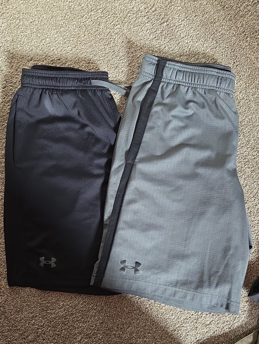 Under Armour Men’s Athletic Shorts — Black & Gray Pair